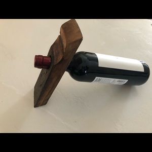 Unique single wine bottle holder from reclaimed wood